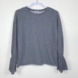 Zara Trafaluc sweatshirt top bell cuff pull over gray size small cozy athleisure